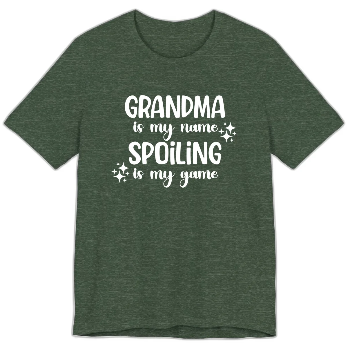Grandma Is My Name Spoiling Is My Game Premium T-Shirt in Heather Forest